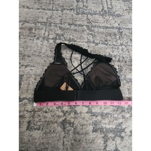 Victoria's Secret PINK Black Lace Strappy Back Halterneck Bralette S/P  NWT - Picture 13 of 16